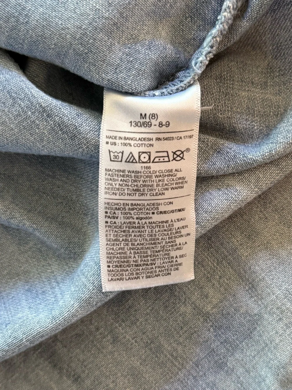 Old Navy Girls Size M 8 Star Print Chambray Denim Button Down Shirt Blue